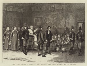 Het pauselijke jubileum in Rome, de paus zegent de Poolse pelgrims in het Vaticaan door George Goodwin Kilburne